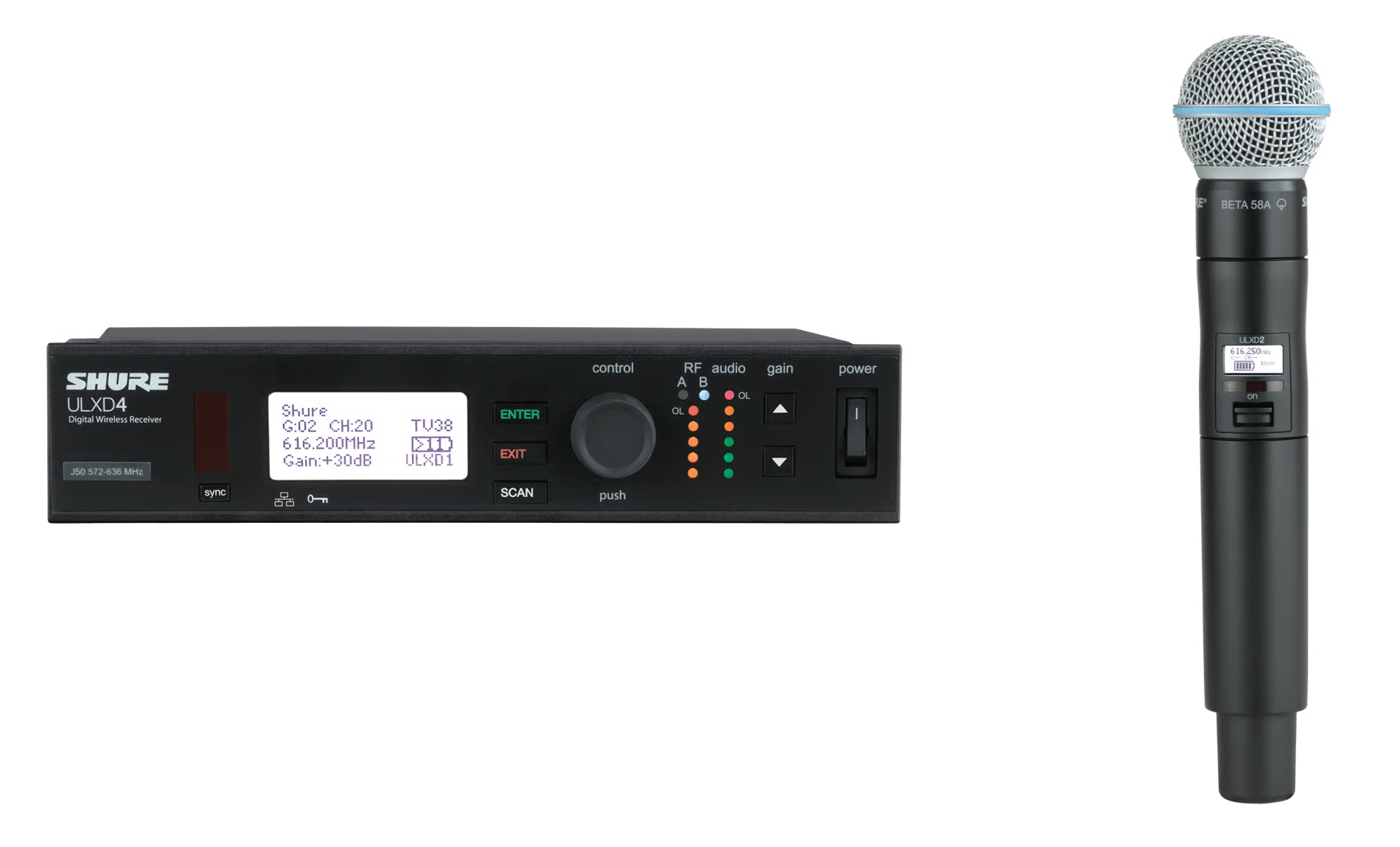 Ensemble HF numérique Shure ULXD4 + ULXD2 Beta 58